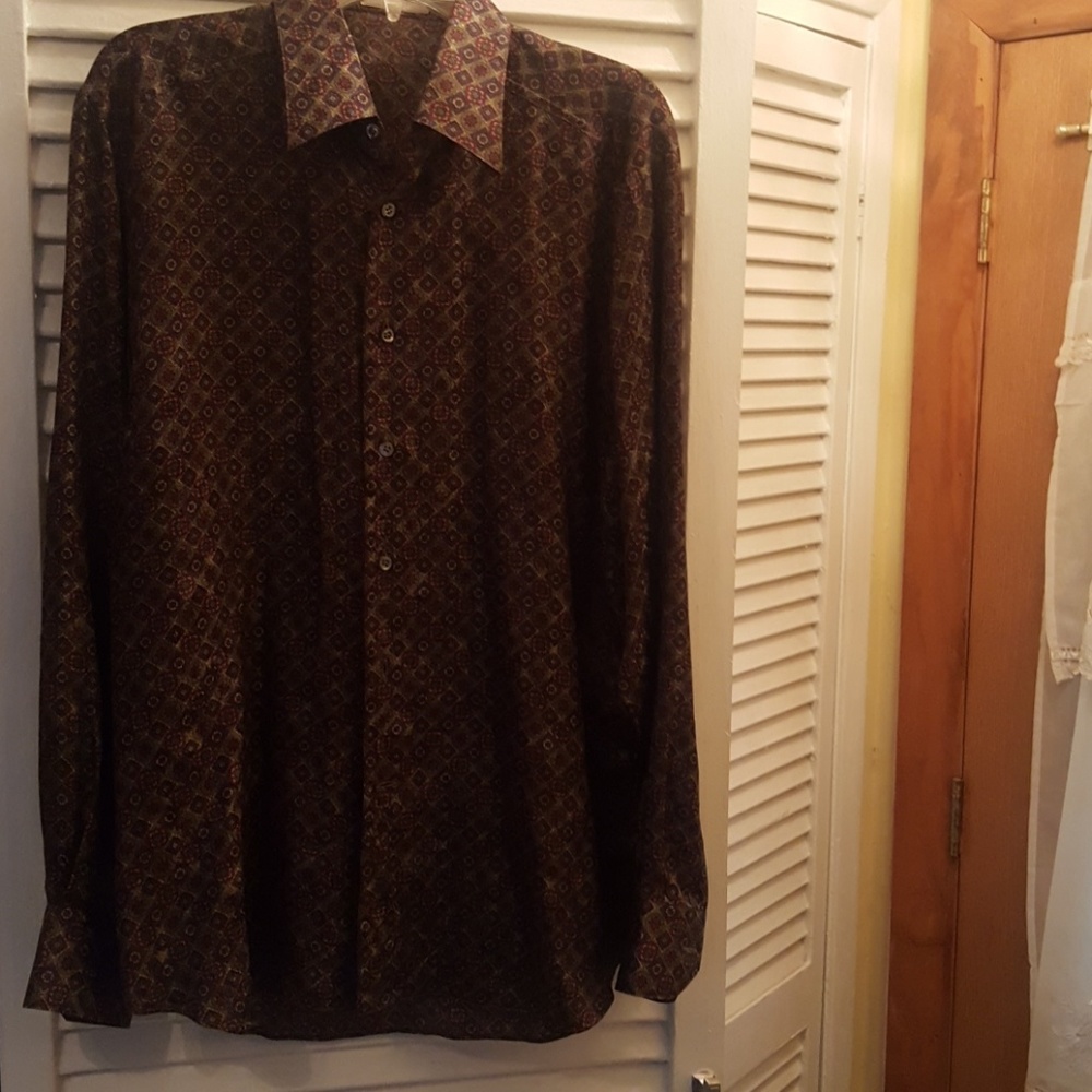 Lightweight 100% silk men's patterned shirt